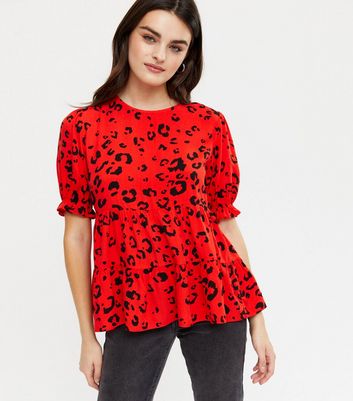 red leopard print blouse