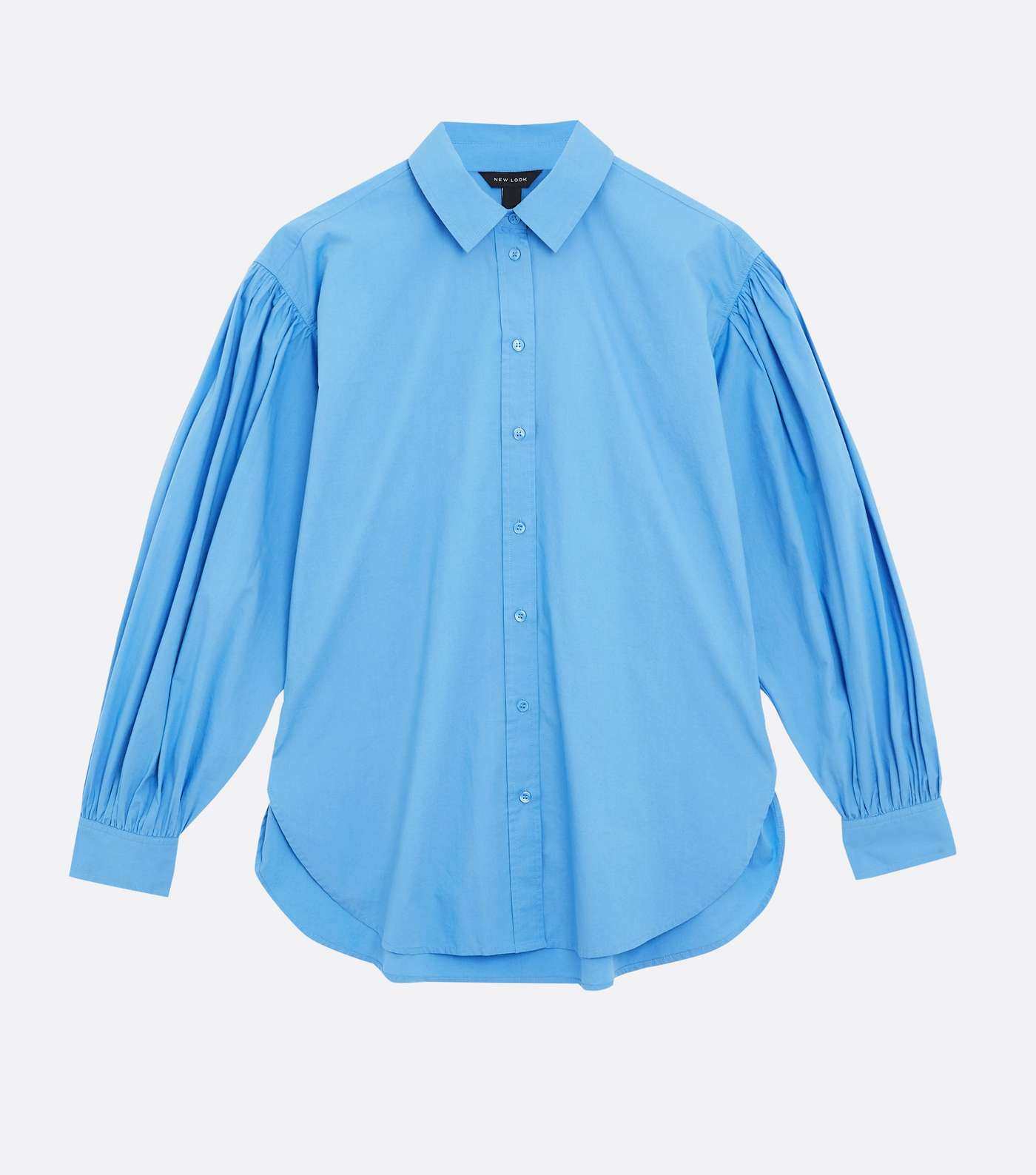 Pale Blue Poplin Puff Sleeve Shirt  Image 5