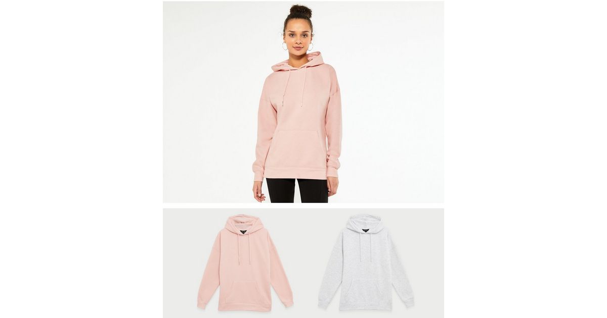 2 Pack Pink and Grey Hoodies New Look