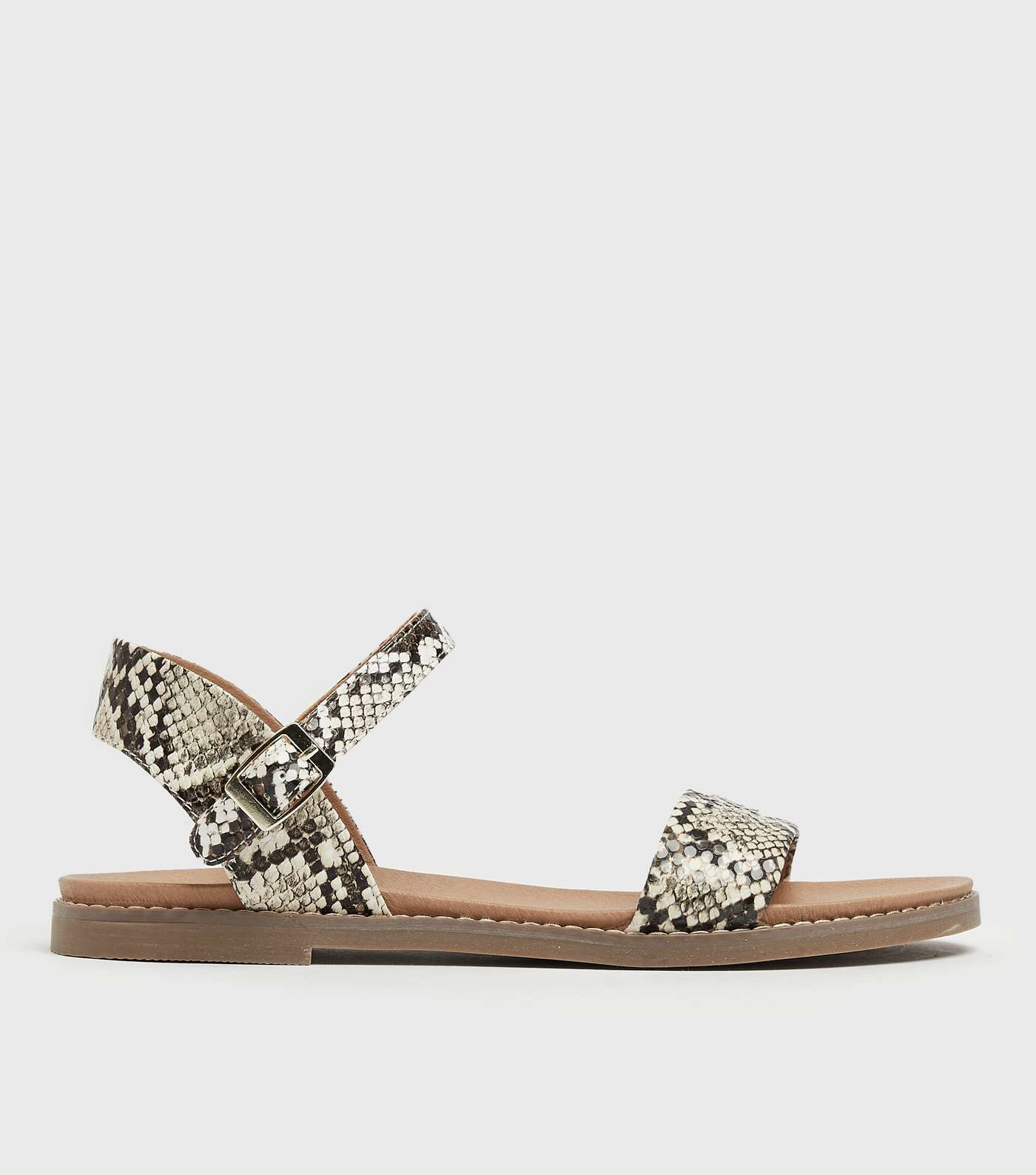 Stone Faux Snake Flat Footbed Sandals