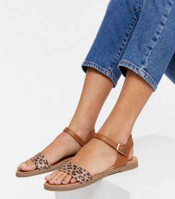 leopard footbed sandals