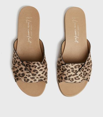 New look clearance leopard print sliders