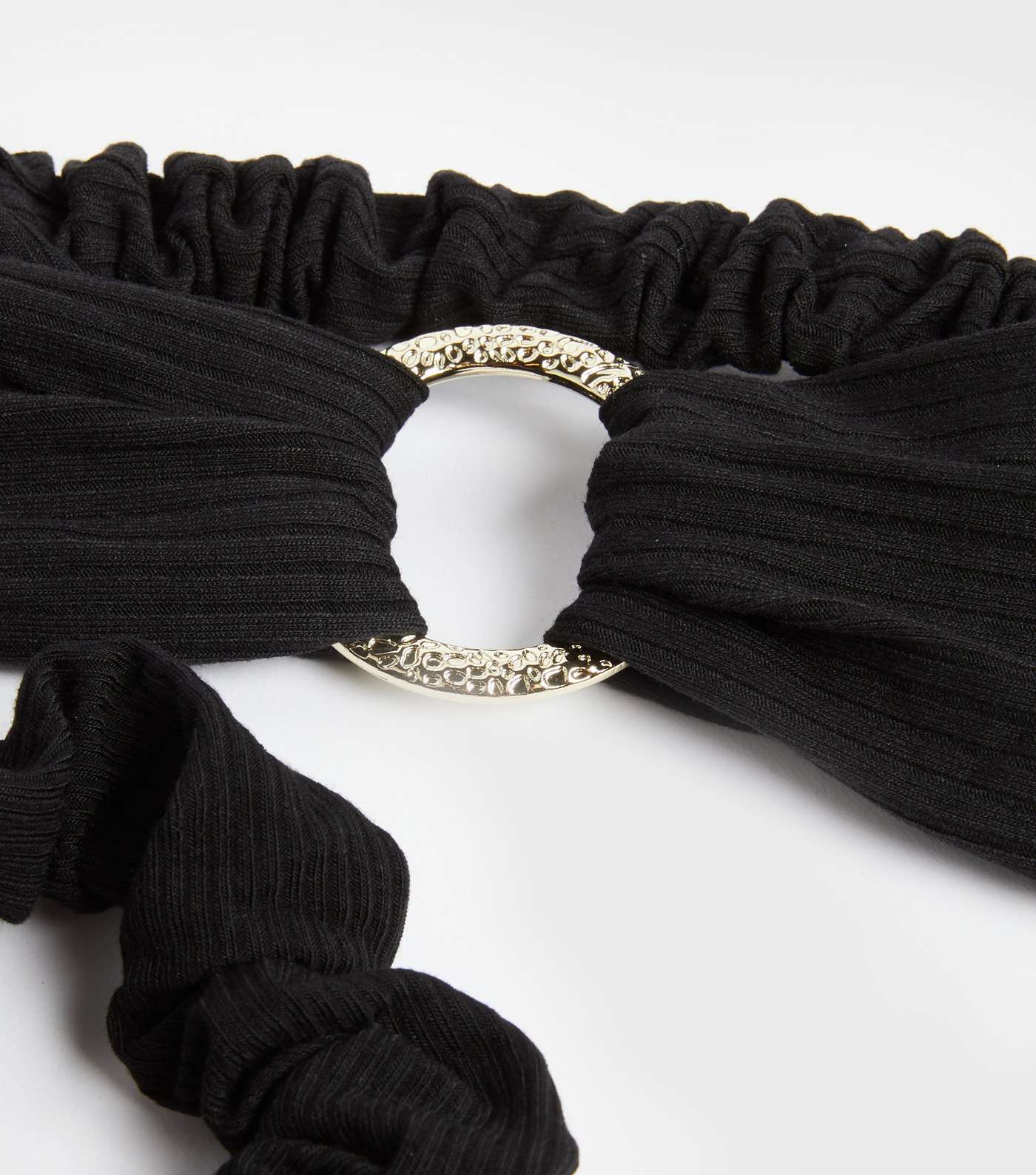Black Ribbed Ring Headband and Scrunchie Set Image 3