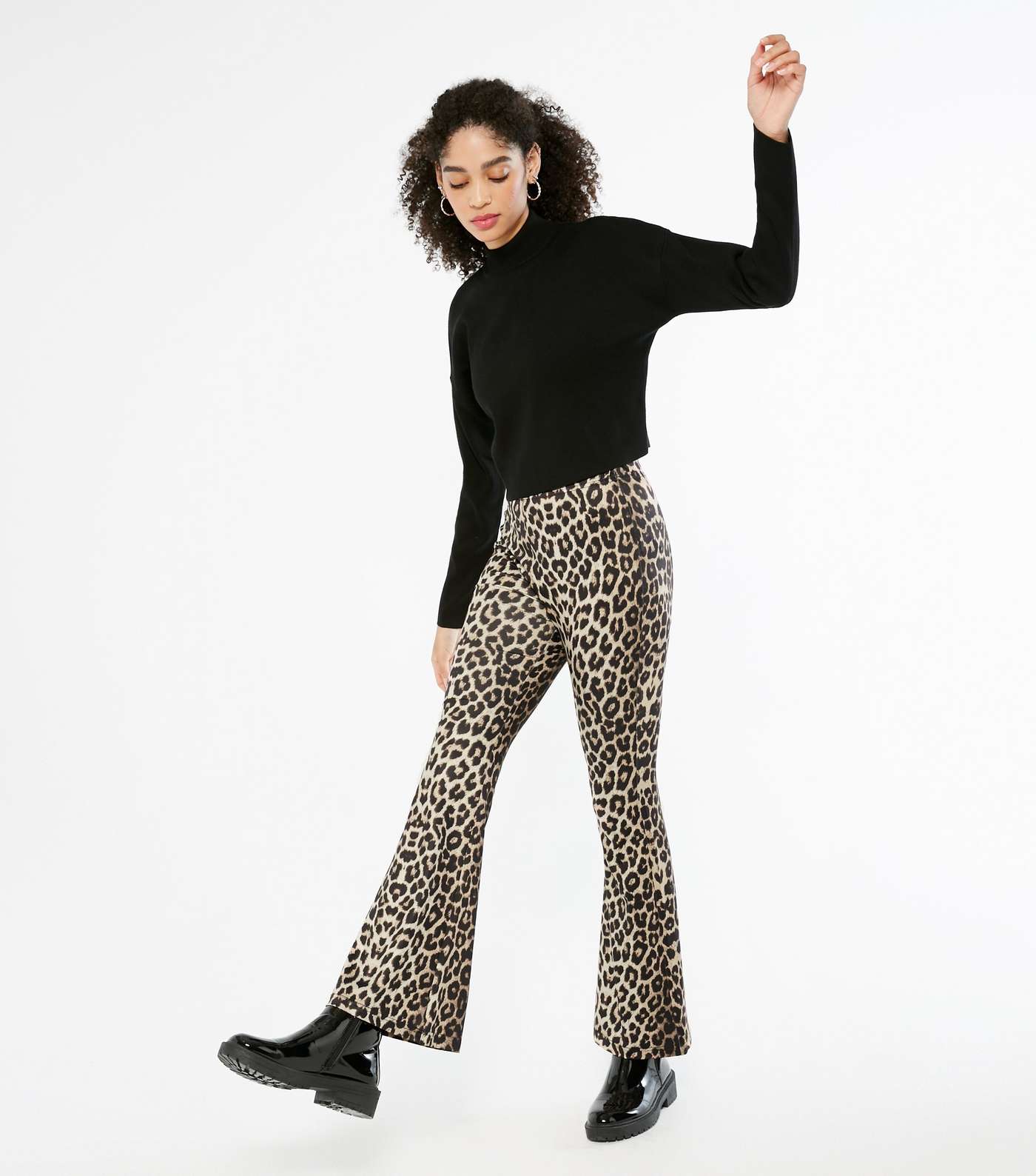 Cameo Rose Brown Leopard Print Flared Trousers