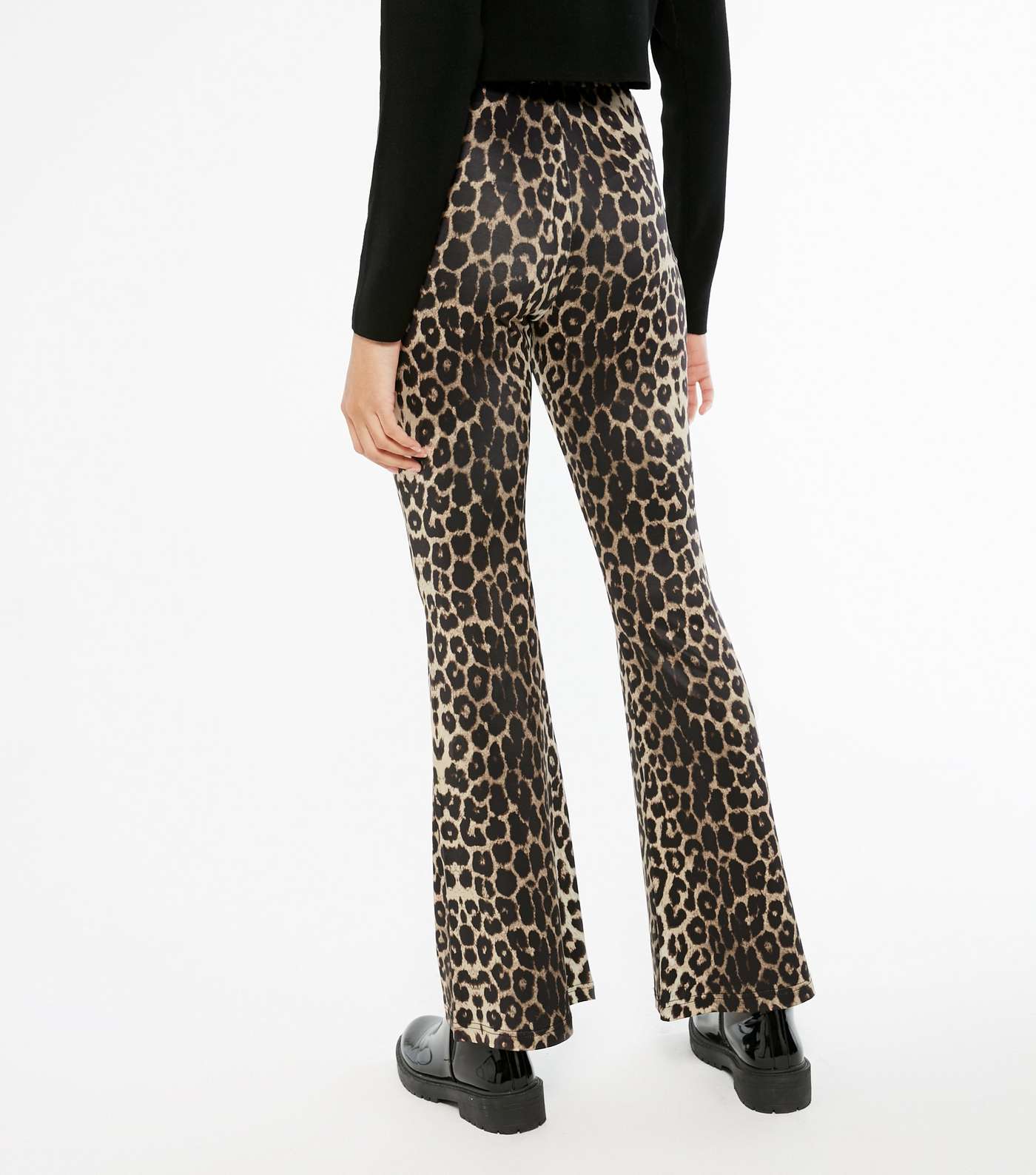 Cameo Rose Brown Leopard Print Flared Trousers Image 3