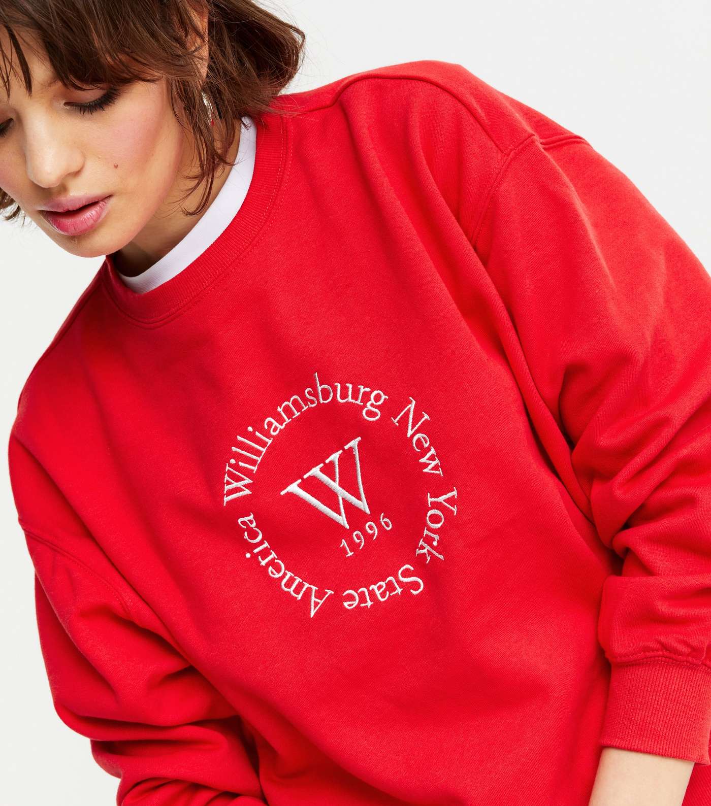 Red Williamsburg New York Varsity Logo Sweatshirt  Image 4