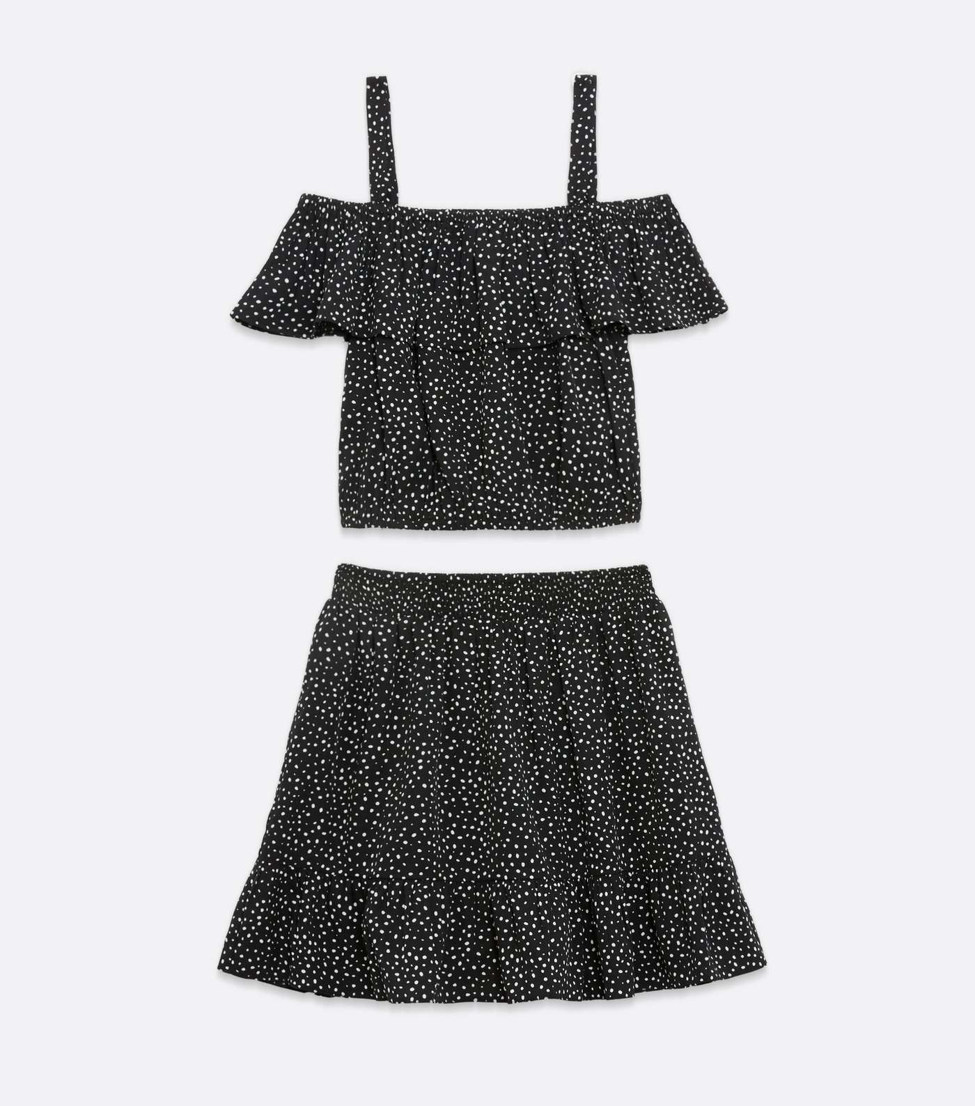 Girls Black Spot Top and Skirt Set Image 5