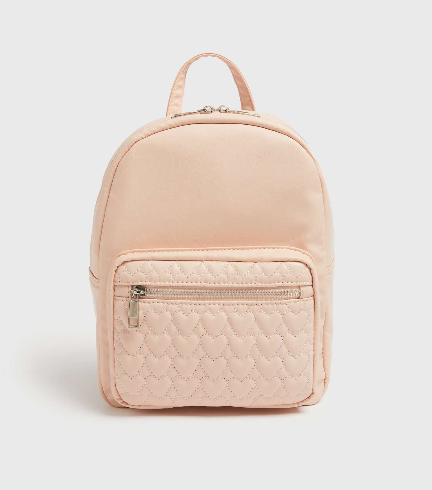 Girls Pale Pink Heart Quilted Backpack 