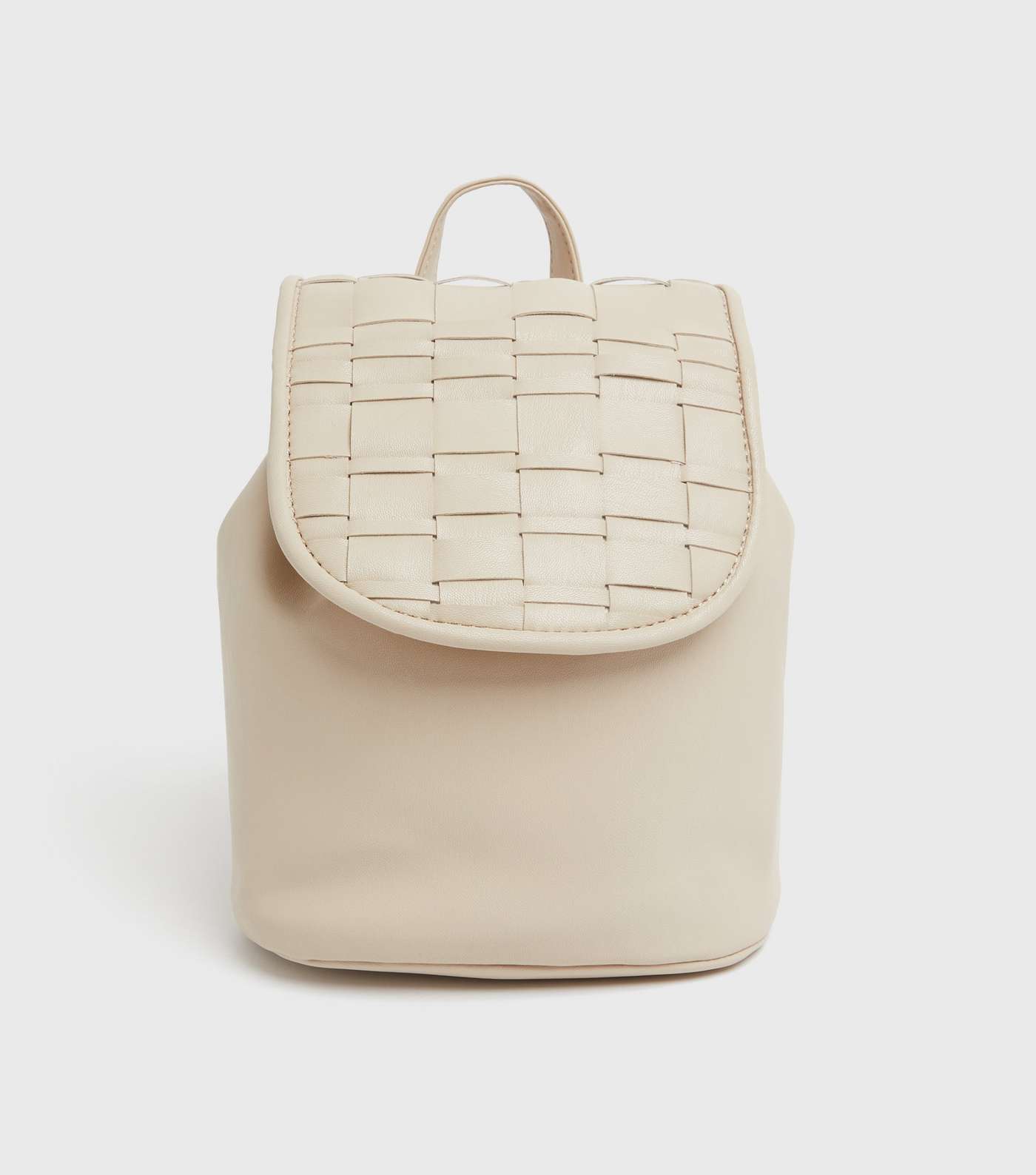 Stone Leather-Look Woven Panel Backpack