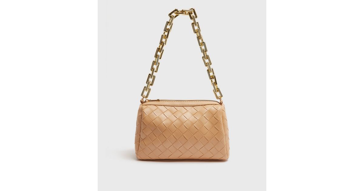 Camel Woven Chunky Chain Strap Shoulder Bag | New Look