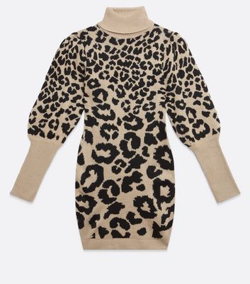 Click to view product details and reviews for Ax Paris Stone Leopard Print Puff Sleeve Jumper Dress New Look.