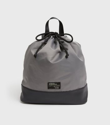 grey drawstring backpack