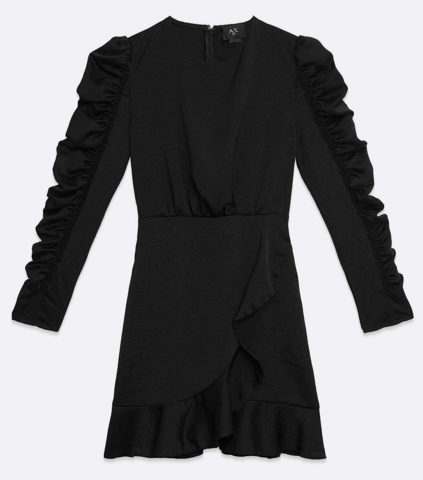 AX Paris Black Ruched Puff Sleeve Ruffle Dress Image 5