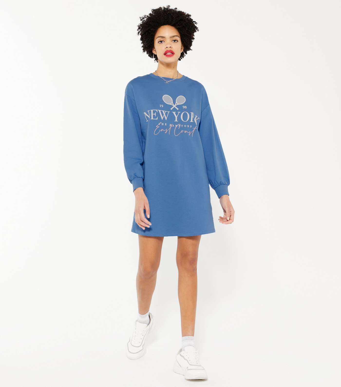 Bright Blue New York Logo Sweatshirt Dress  Image 2