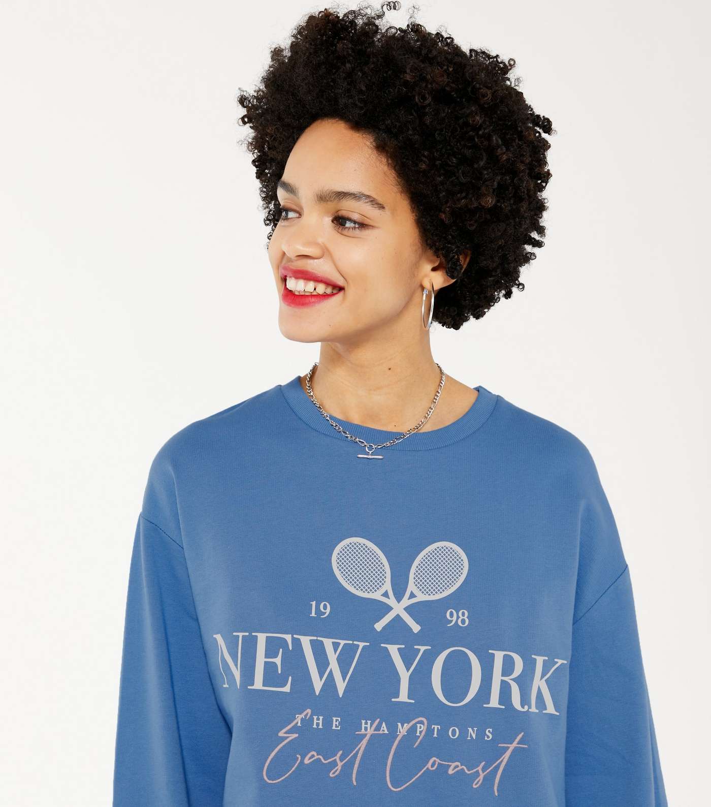 Bright Blue New York Logo Sweatshirt Dress  Image 4