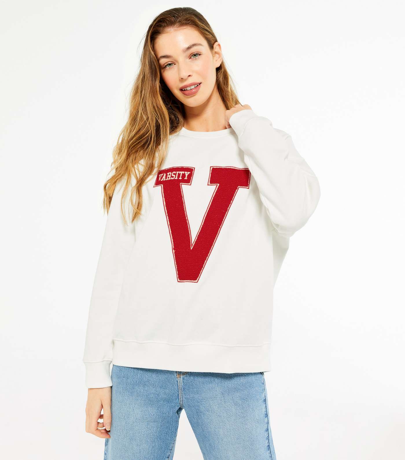 White Varsity Logo Sweatshirt 