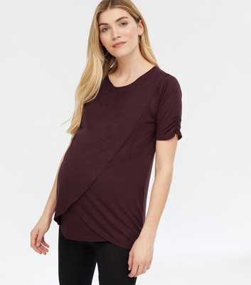 Maternity 2 Pack Burgundy and Black Wrap Nursing T-Shirts