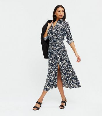 AX Paris Black Snake Print Midi Shirt Dress New Look