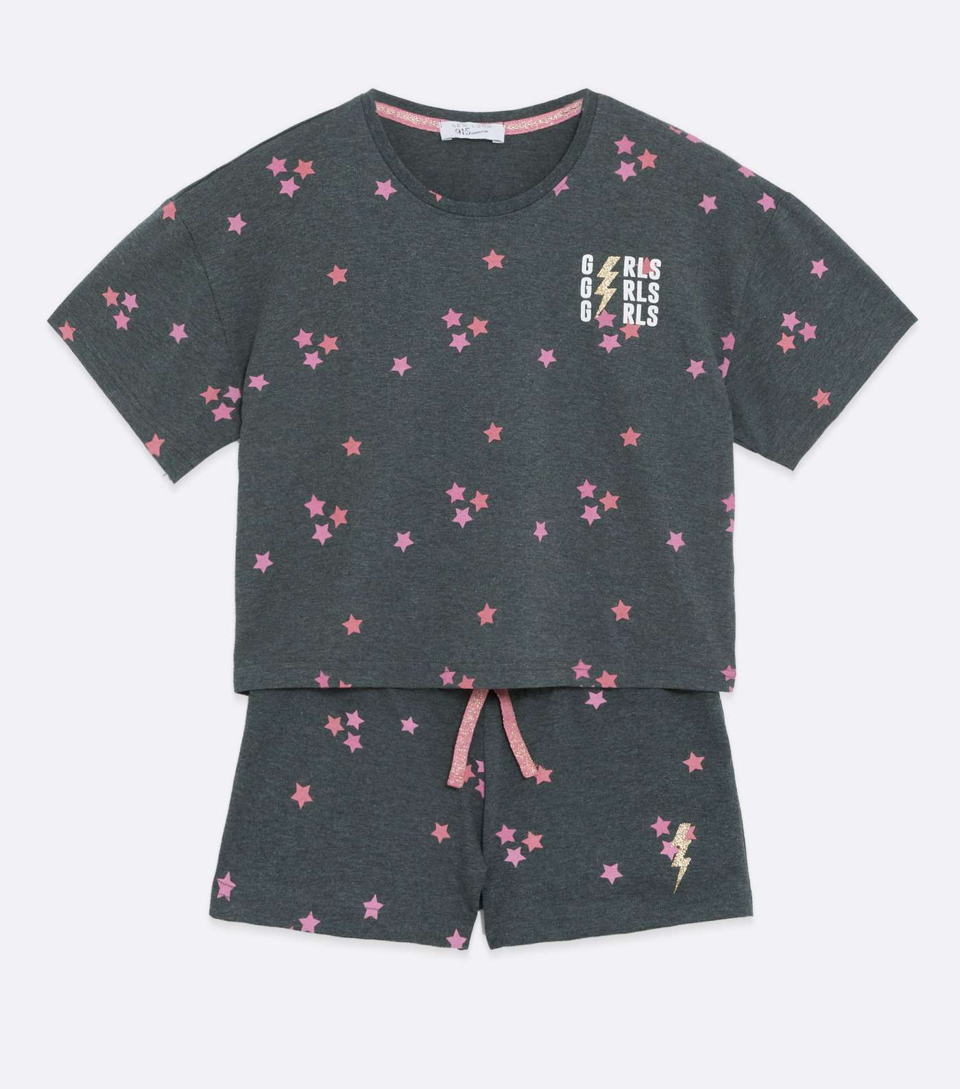Girls Grey Star Logo Short Pyjama Set Image 5