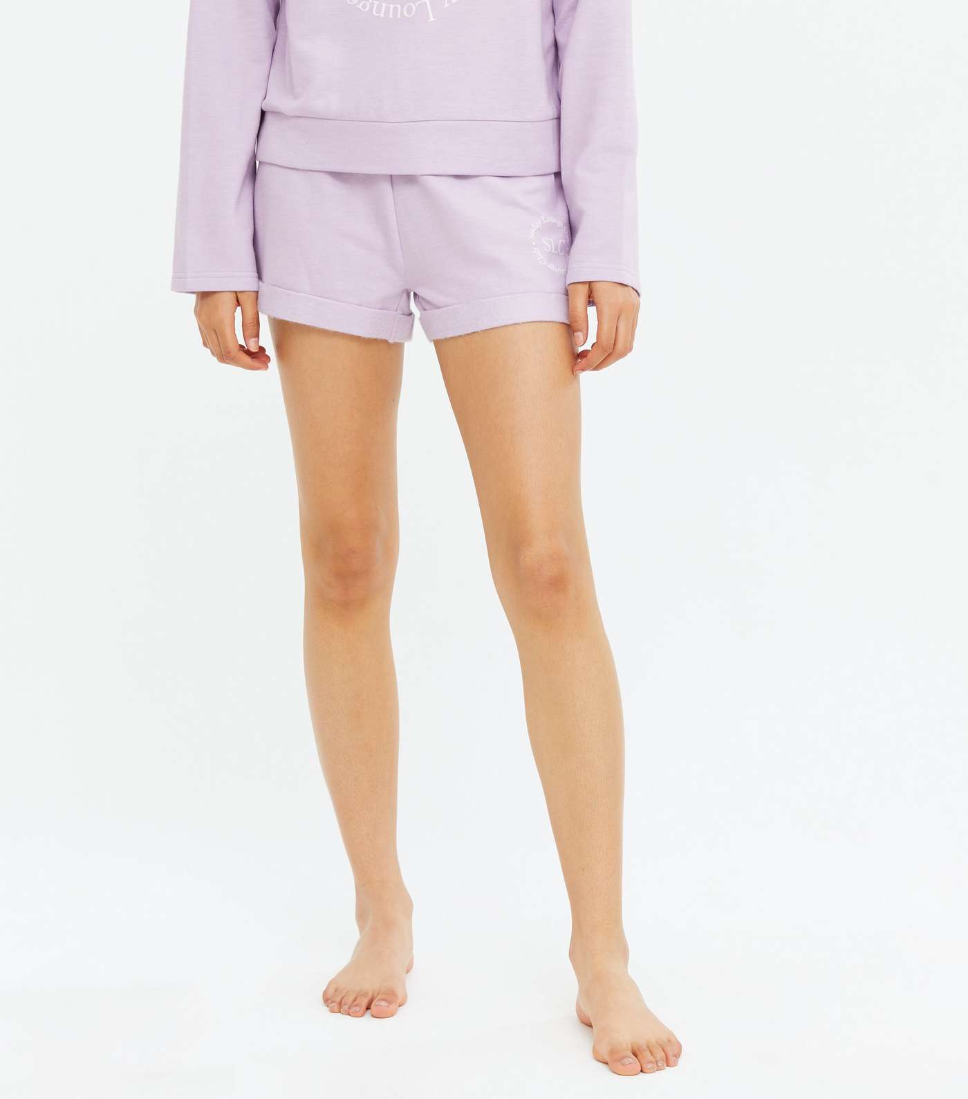 Girls Lilac Sunday Lounge Club Logo Short Pyjama Set Image 3