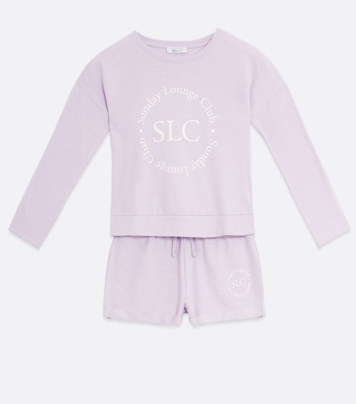 Girls Lilac Sunday Lounge Club Logo Short Pyjama Set Image 5