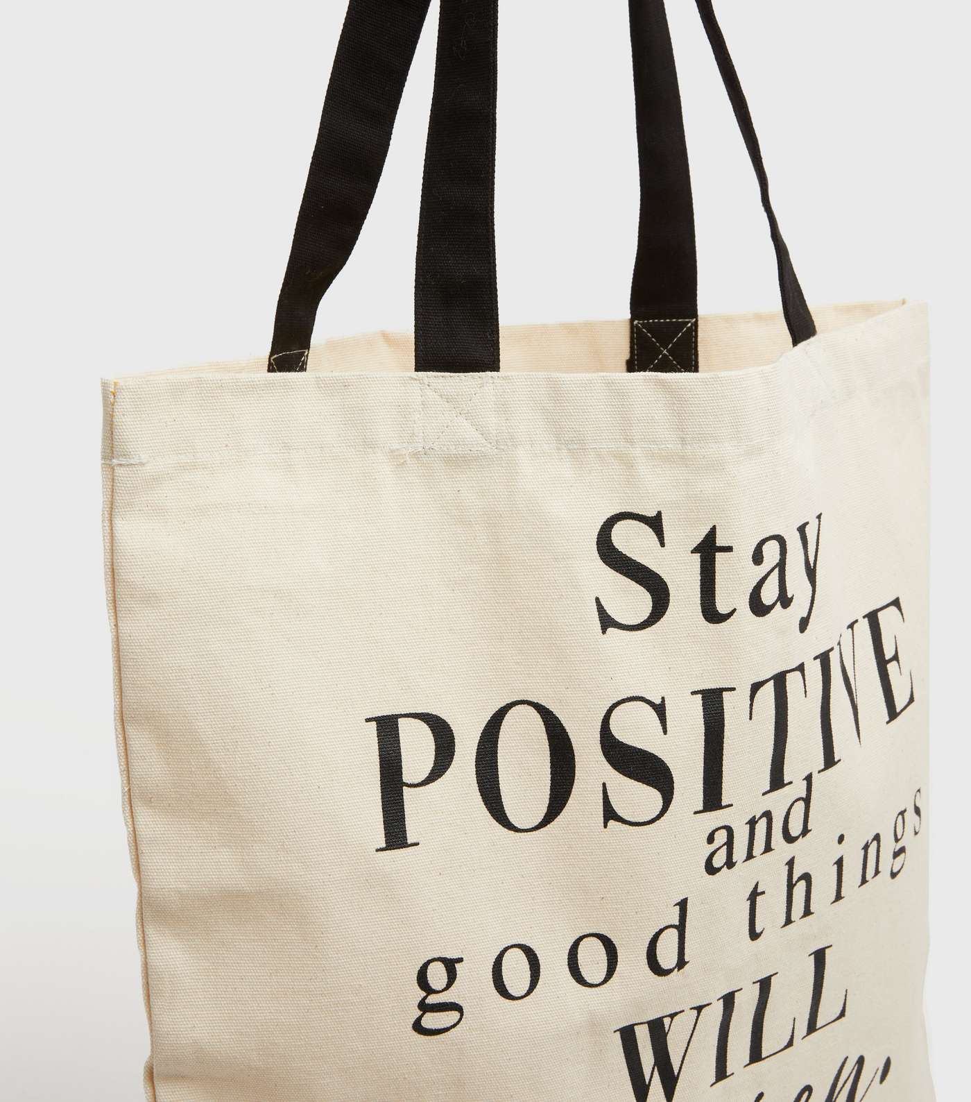 Cream Stay Positive Canvas Tote Bag Image 4