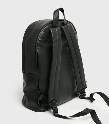black leather quilted backpack