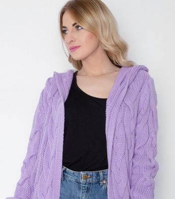 lilac cable knit cardigan