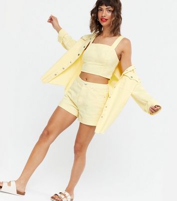 Yellow Denim Mom Shorts | New Look