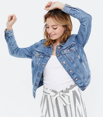 Petite Blue Denim Boxy Jacket | New Look