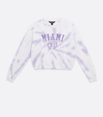 Girls Purple Tie Dye Miami Logo Sweatshirt New Look