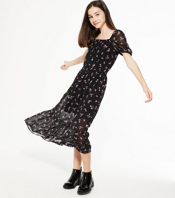 new look black ditsy dress