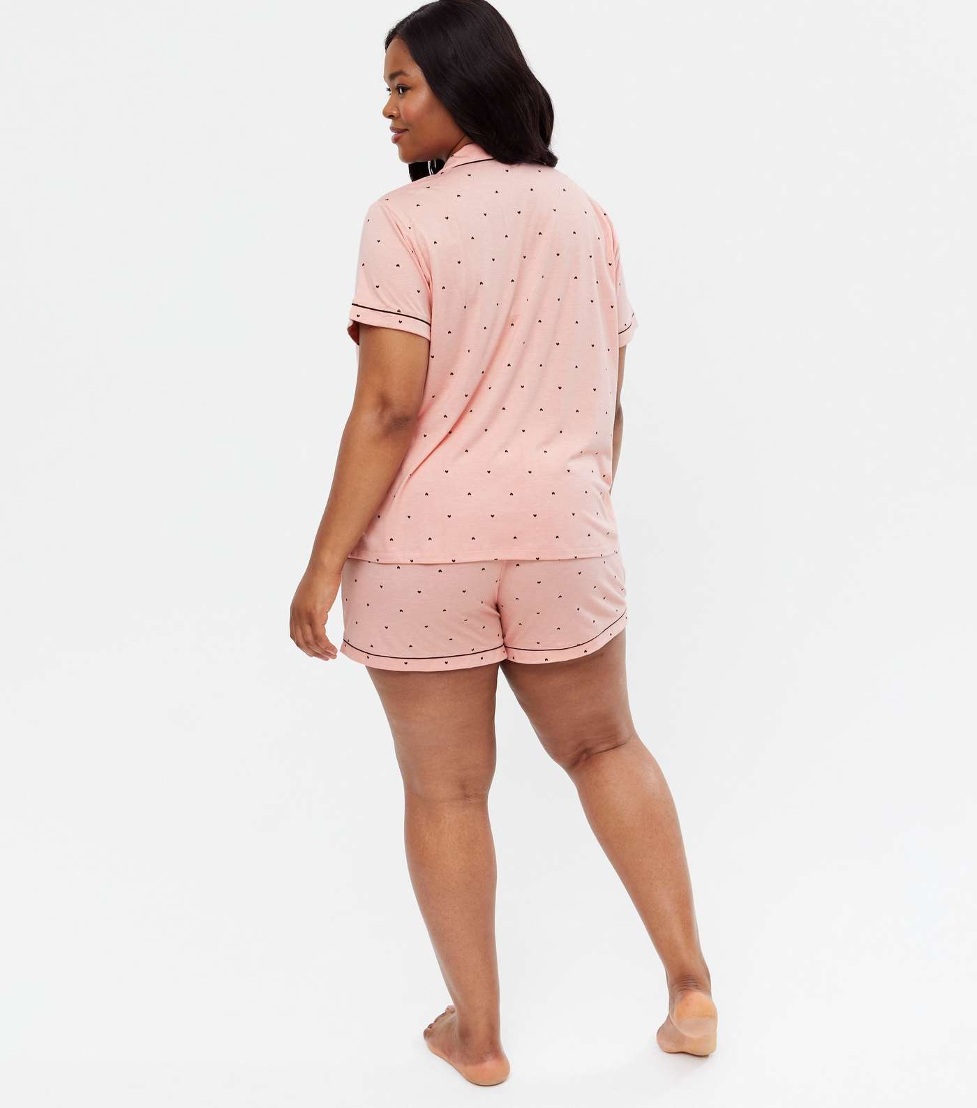 Curves Pink Heart Shirt and Shorts Pyjama Set Image 4