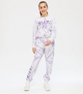 Girls Purple Tie Dye Miami Logo Joggers 
