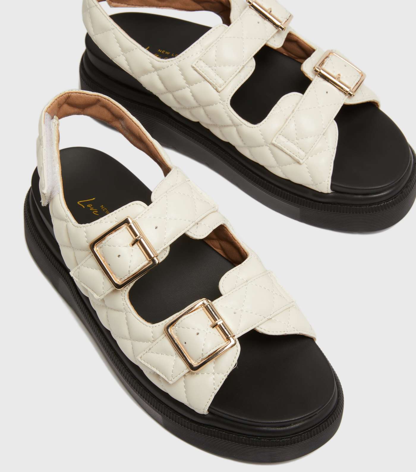 Off White Quilted Chunky Footbed Sandals Image 3