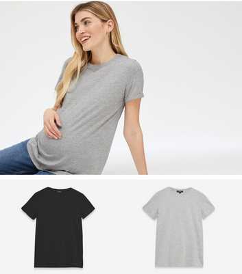 Maternity 2 Pack Black and Grey Crew T-Shirts