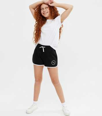 Girls Black USA Logo Runner Shorts