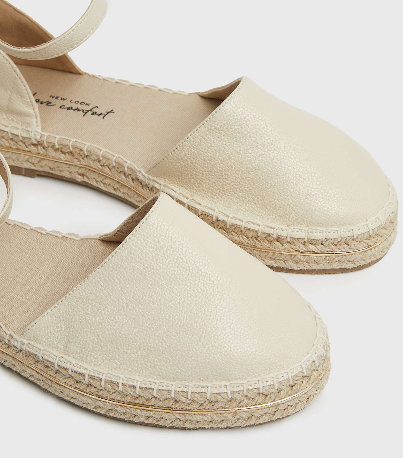 Off White Leather-Look Quilted Espadrilles Image 4