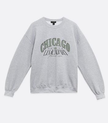 Image of Grey Marl Chicago Legendary Logo Sweatshirt New Look