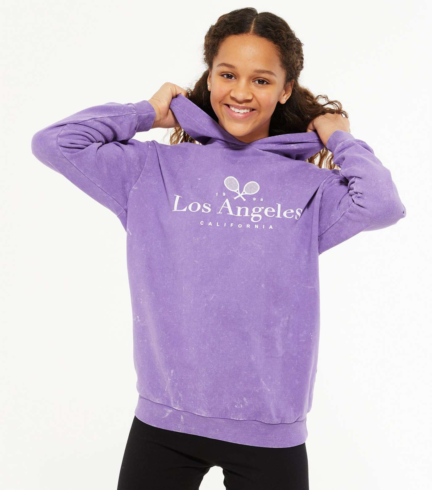 Girls Lilac Los Angeles Tennis Logo Long Hoodie