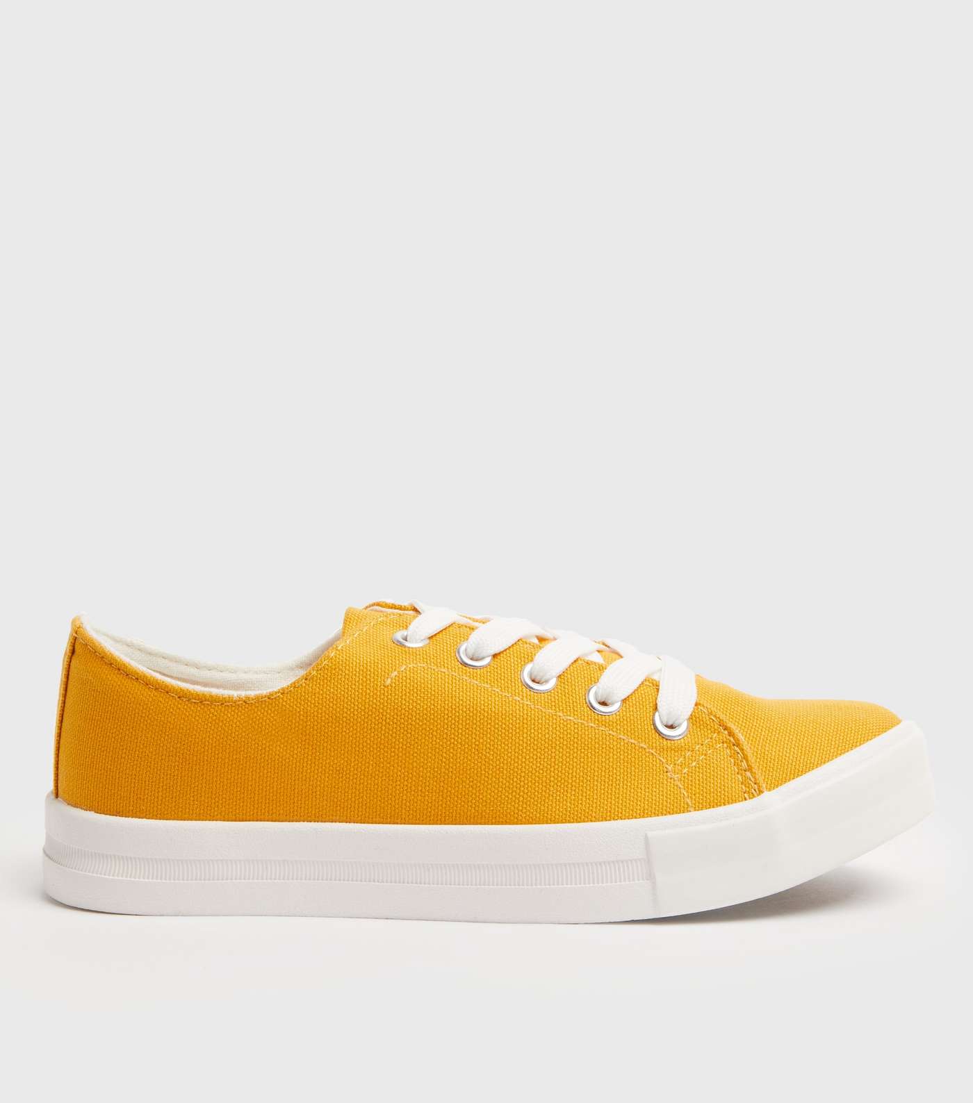 Girls Yellow Canvas Lace Up Trainers