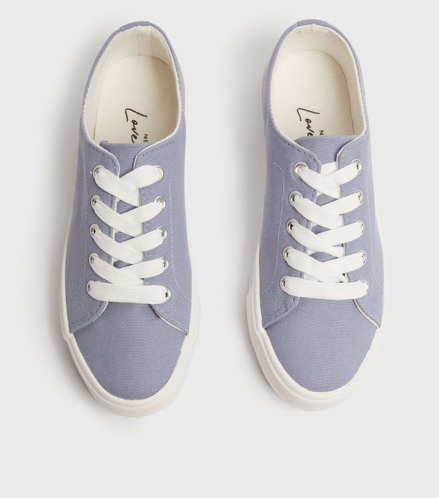 Girls Pale Blue Canvas Lace Up Trainers Image 3
