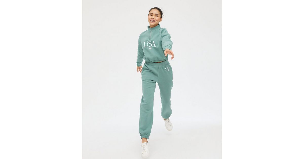 Download Girls Mint Green USA Logo Cuffed Joggers | New Look