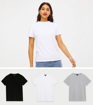 Black Grey and White Crew Neck T-Shirts 