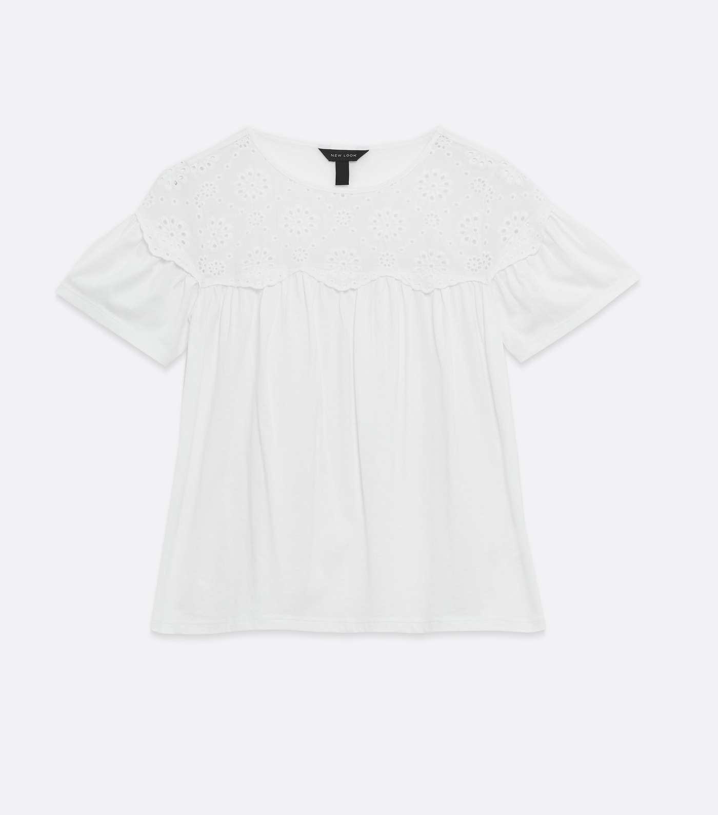White Broderie Panel T-Shirt Image 5
