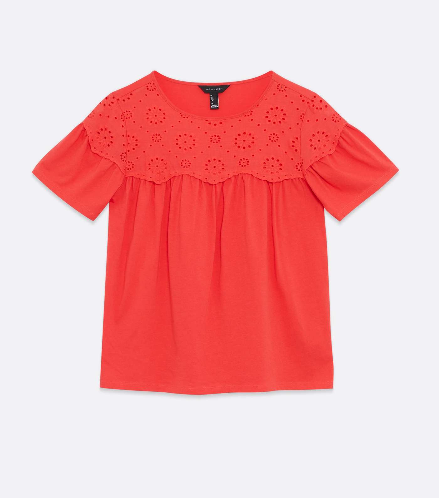 Red Broderie Panel T-Shirt Image 5