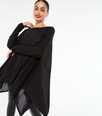 Blue Vanilla Black Hanky Hem Long Sleeve Top | New Look