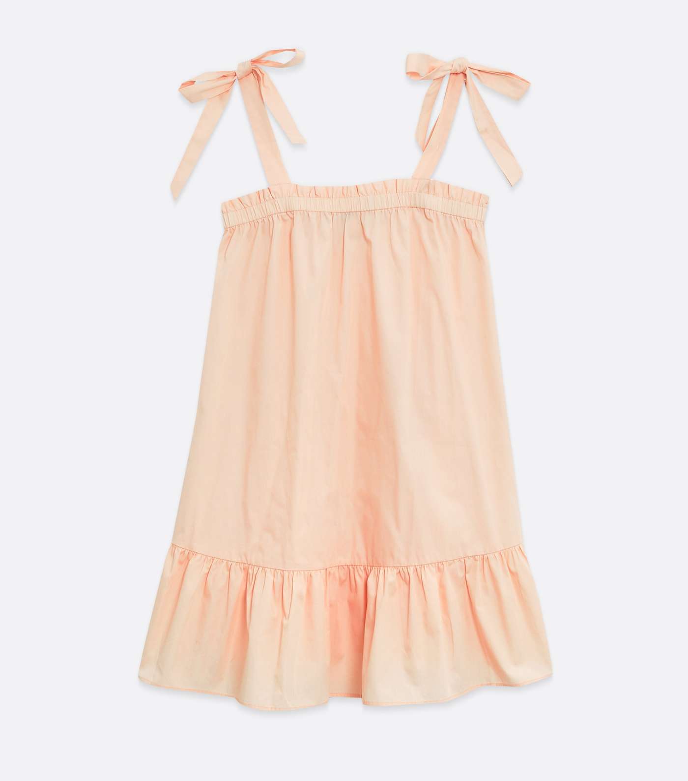 Coral Tie Strap Tiered Mini Sundress Image 5