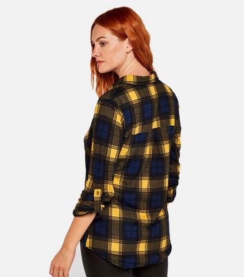 Image of Apricot Navy Check Fleece Lined Shirt New Look
