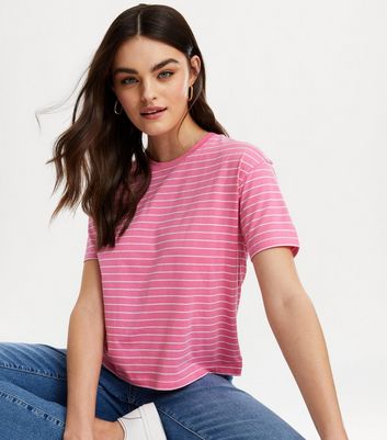 Pink Stripe Boxy T-Shirt | New Look